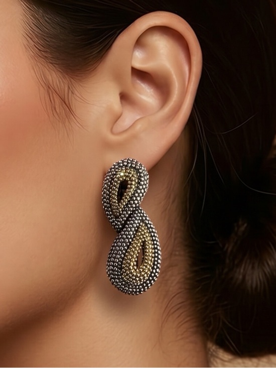 LAGOS Jewelry - LAGOS Large Sterling Silver & 18k Yellow Gold Swirl Pierced Earrings